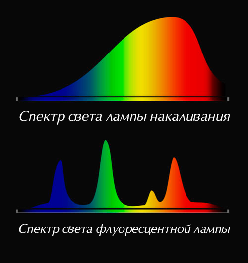 спектр света лампы накаливания