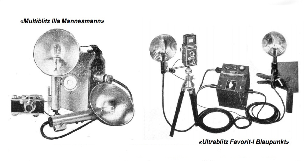 Первые немецкие фотовспышки Mannesmann Multiblitz и Blaupunkt Ultrablitz